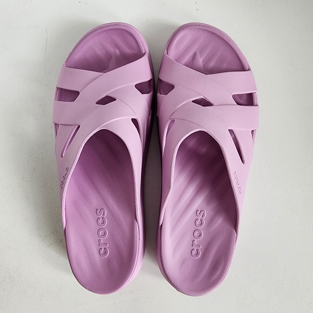 Crocs Getaway Weave Lilac Purple Platform Slide Sandals Womens Size 6 NEW - Picture 6 of 9